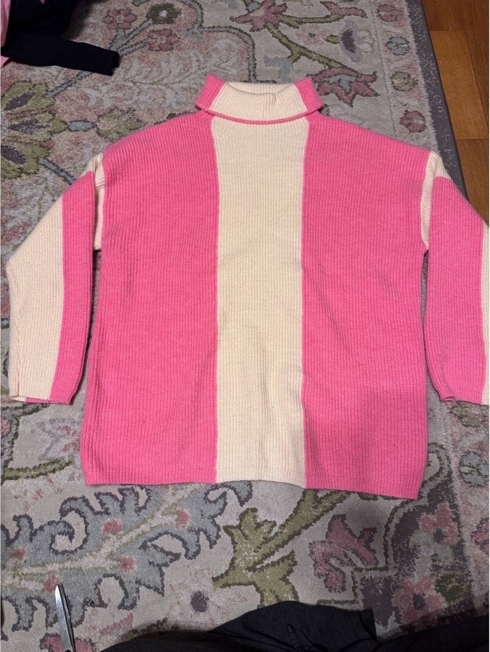 Oversized drop sleeve soft color block sweater